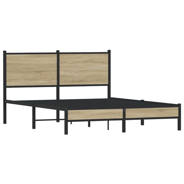 vidaXL Cadre de lit en métal sans matelas chêne sonoma 140x200 cm