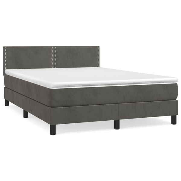 vidaXL Sommier &agrave; lattes de lit et matelas Gris fonc&eacute; 140x200cm Velours
