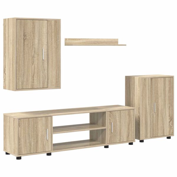 vidaXL Ensemble meuble TV 4 pcs Chêne Sonoma Bois d'ingénierie
