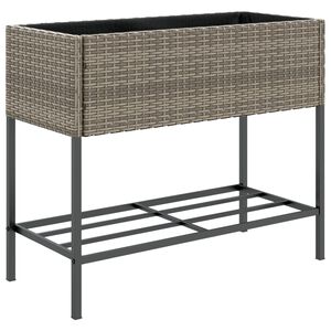 vidaXL Jardini&egrave;re avec &eacute;tag&egrave;re gris r&eacute;sine tress&eacute;e