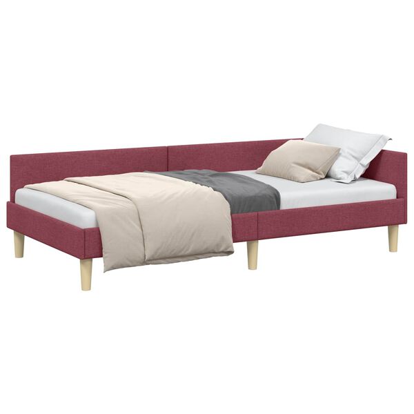 vidaXL Cadre de lit d'angle Bordeaux 100 x 200 cm tissu