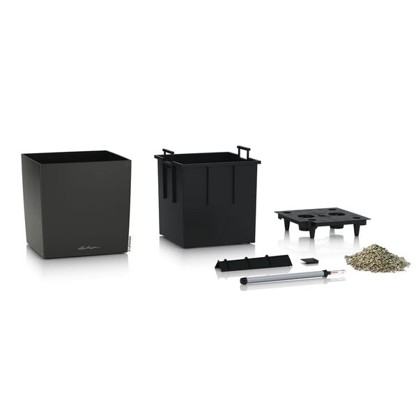 LECHUZA Jardini&egrave;re CUBE 30 ALL-IN-ONE Charbon m&eacute;tallique