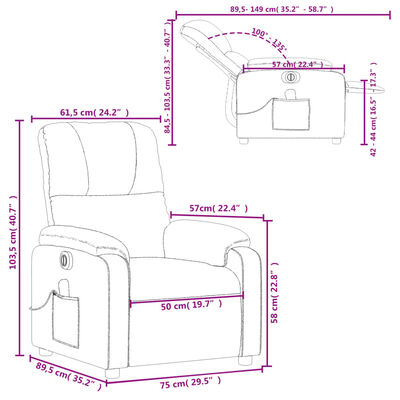 vidaXL Fauteuil inclinable de massage électrique noir tissu microfibre