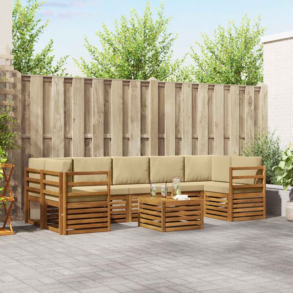 vidaXL Ensemble de canap&eacute;s d'ext&eacute;rieur 8 pcs Naturel et Beige