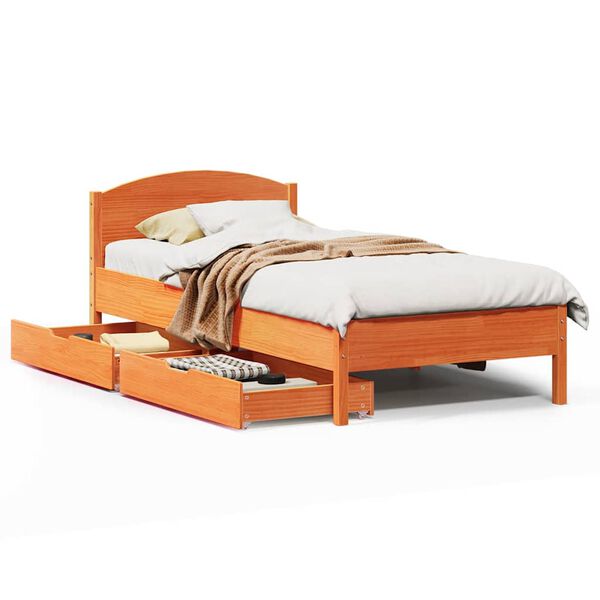vidaXL Cadre de lit sans matelas cire marron 90x190 cm bois pin massif