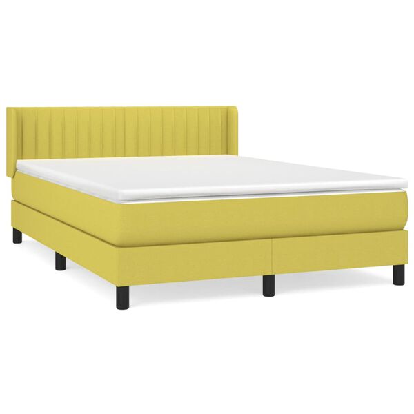 vidaXL Sommier &agrave; lattes de lit avec matelas Vert 140x200 cm Tissu