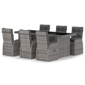 vidaXL Salon de jardin 7 pcs avec coussins R&eacute;sine tress&eacute;e Gris
