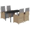 vidaXL Ensemble &agrave; manger de jardin avec coussins 5pcs Beige poly rotin
