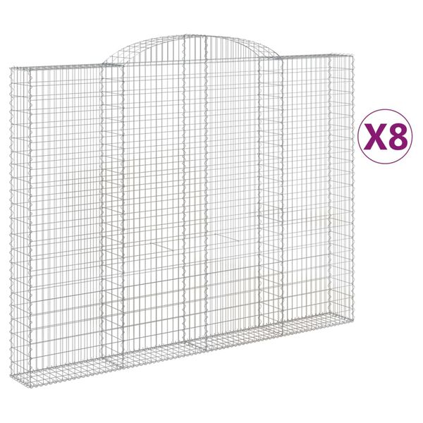 vidaXL Paniers &agrave; gabions arqu&eacute;s 8 pcs 300x30x220/240 cm fer galvanis&eacute;