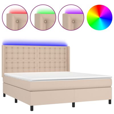 vidaXL Sommier à lattes de lit matelas LED Cappuccino 160x200 cm