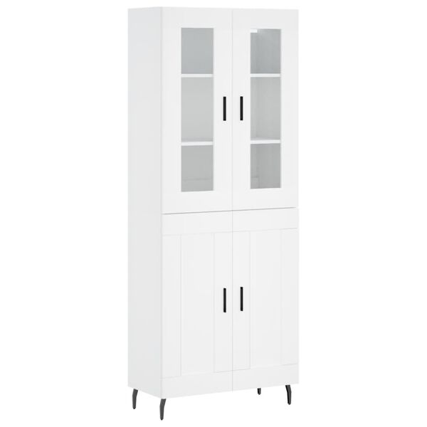vidaXL Buffet haut Blanc 69,5x34x180 cm Bois d'ing&eacute;nierie
