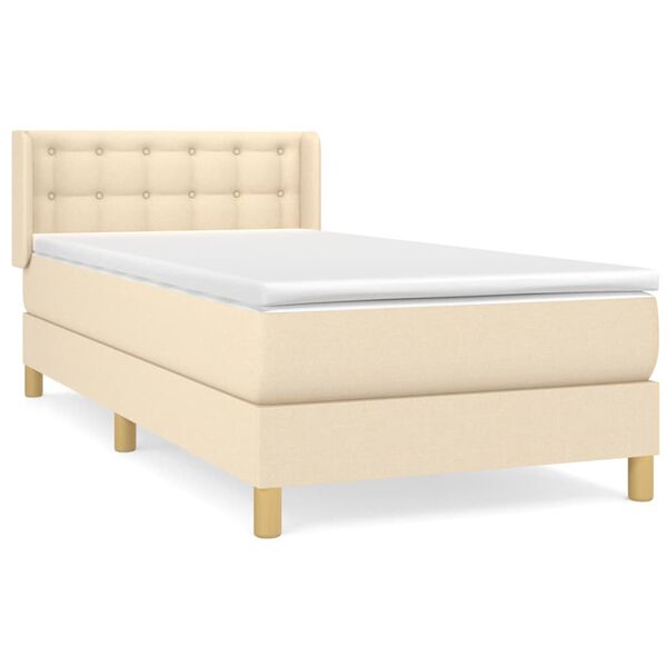 vidaXL Sommier &agrave; lattes de lit avec matelas Cr&egrave;me 90x200 cm Tissu