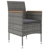 vidaXL Ensemble &agrave; manger de jardin et coussins 3 pcs Gris et noir
