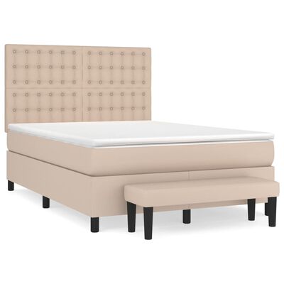 vidaXL Sommier à lattes de lit avec matelas Cappuccino 140x190 cm