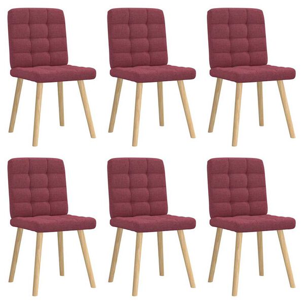 vidaXL Chaises &agrave; manger lot de 6 rouge bordeaux tissu