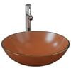 vidaXL Lavabo de bain avec robinet et drain &agrave; poussoir Verre tremp&eacute;