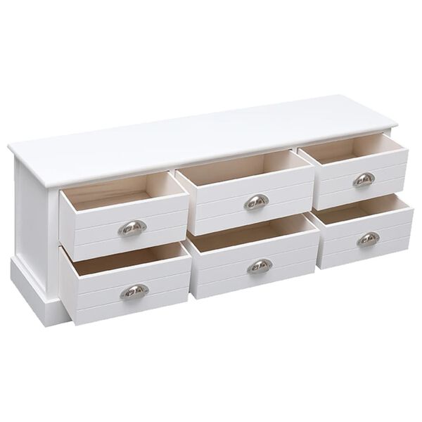vidaXL Meuble TV Blanc 108x30x40 cm Bois de Paulownia solide