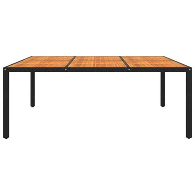 vidaXL Table de jardin 200x150x75 cm Acacia et résine tressée Noir