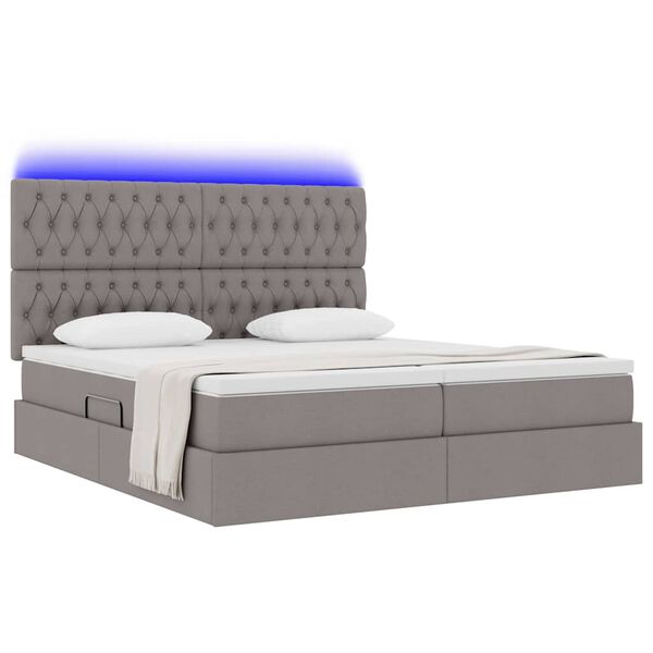 vidaXL Lit avec des lumi&egrave;res &agrave; LED Taupe 180 x 200 cm tissu