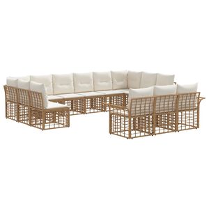 vidaXL Ensemble de canap&eacute;s d'ext&eacute;rieur 13 pcs Blanc Naturel et Cr&egrave;me