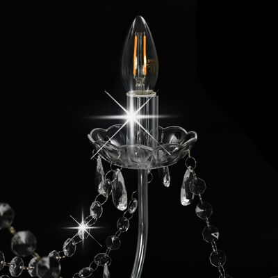 vidaXL Lustre avec perles Argenté 8 ampoules E14