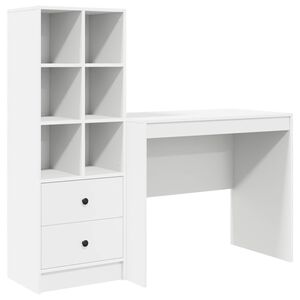 vidaXL Bureau avec tiroir avec &eacute;tag&egrave;re avec stockage 2 pcs Blanc