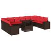vidaXL Ensemble de canap&eacute; de jardin 11 pcs avec coussins marron