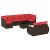 vidaXL Ensemble de canap&eacute; de jardin 10 pcs avec coussins marron r&eacute;sine tress&eacute;e