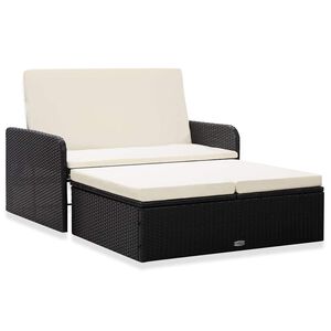 vidaXL Salon de jardin 2 pcs avec coussins R&eacute;sine tress&eacute;e Noir