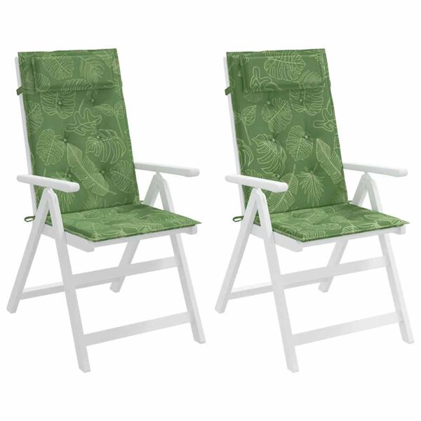vidaXL Coussins de chaise &agrave; dossier haut lot de 2 mod&egrave;le de feuille