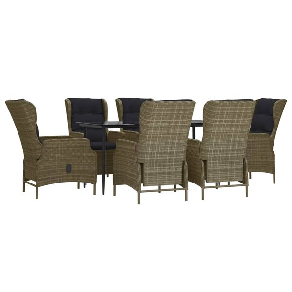 vidaXL Ensemble &agrave; manger de jardin 7 pcs Marron R&eacute;sine tress&eacute;e