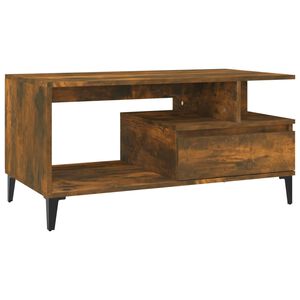 vidaXL Table basse Ch&ecirc;ne fum&eacute; 90x49x45 cm Bois d'ing&eacute;nierie