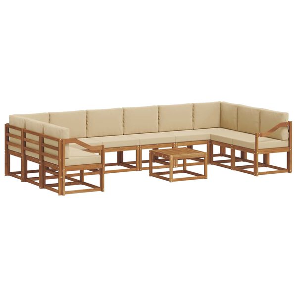 vidaXL Ensemble de canap&eacute;s d'ext&eacute;rieur 11 pcs Naturel et Beige