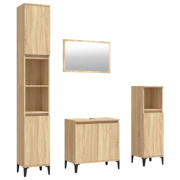 vidaXL Ensemble de meubles de salle de bain 4 pcs ch&ecirc;ne sonoma