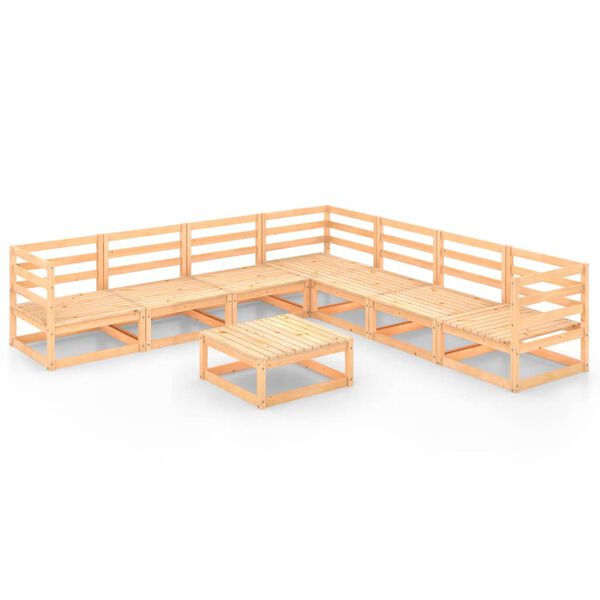 vidaXL Salon de jardin 8 pcs Bois de pin massif
