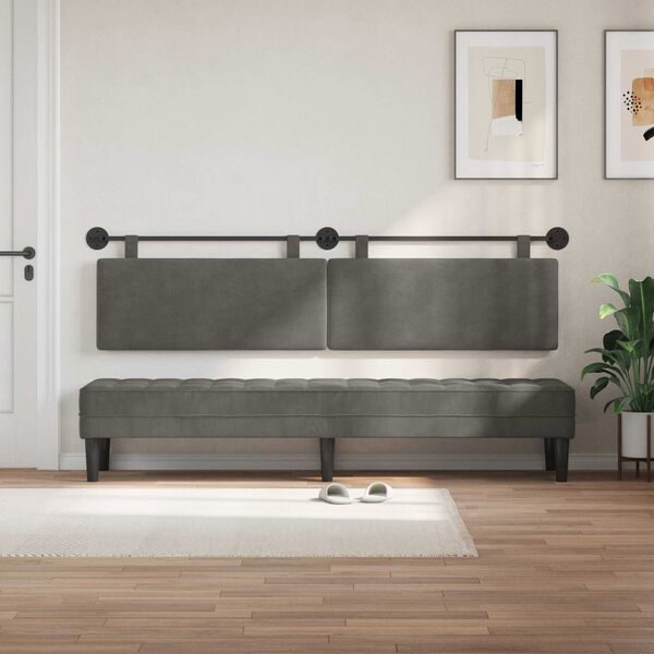 vidaXL T&ecirc;te de lit suspendue Montage mural Gris fonc&eacute; 210 x 55 x 5 cm