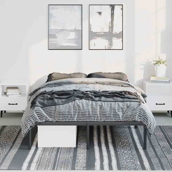 vidaXL Cadre de lit m&eacute;tal sans matelas noir 135x190 cm