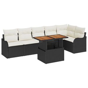 vidaXL Ensemble de canap&eacute; de jardin 7 pcs Noir Poly rotin