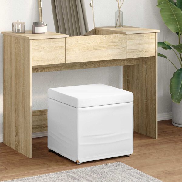 vidaXL Tabouret Blanc Cuir Synth&eacute;tique et Bois Composite