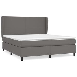 vidaXL Sommier &agrave; lattes de lit avec matelas Gris 180x200 cm Similicuir
