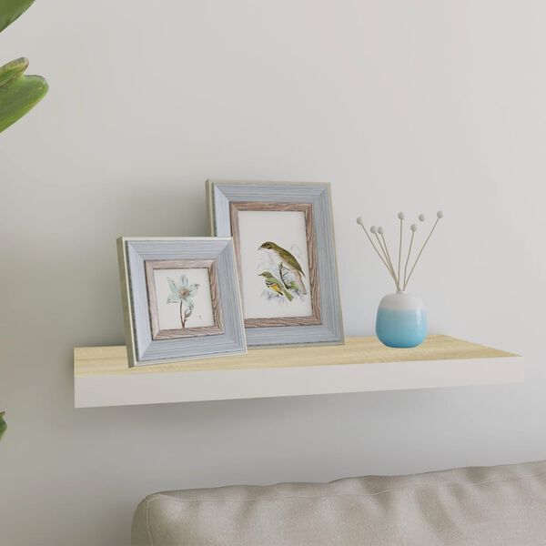 vidaXL &Eacute;tag&egrave;re murale flottante ch&ecirc;ne et blanc 60x23,5x3,8 cm MDF