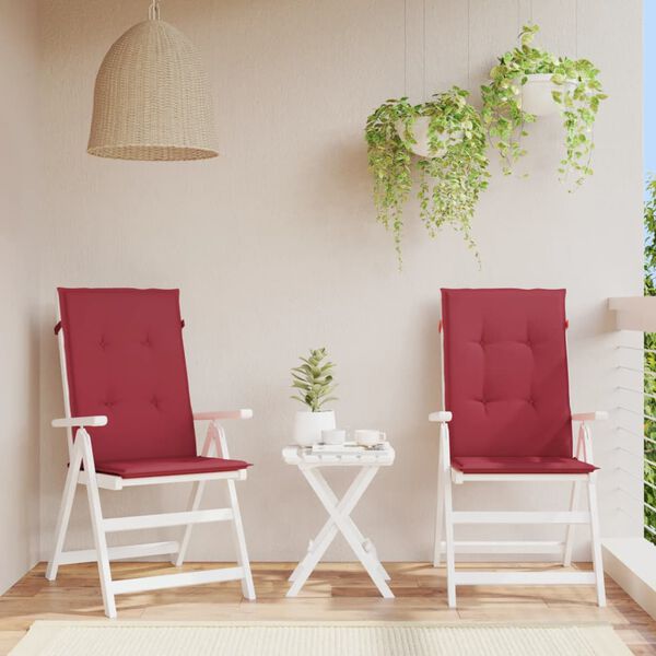 vidaXL Coussins de chaise de jardin &agrave; dossier haut lot de 2 bordeaux