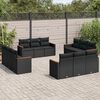 vidaXL Salon de jardin 12 pcs avec coussins noir r&eacute;sine tress&eacute;e