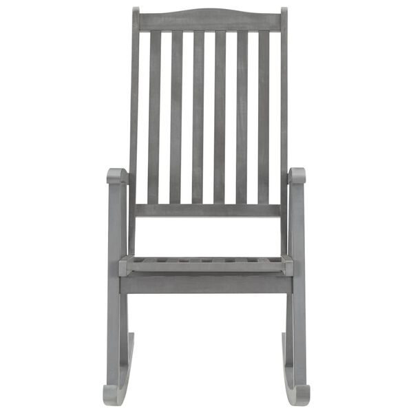 vidaXL Chaise &agrave; bascule avec coussins Gris Bois d'acacia massif