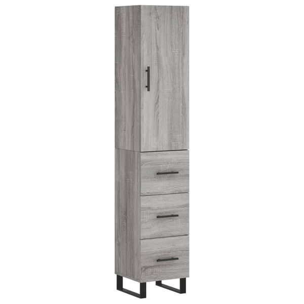 vidaXL Buffet haut Sonoma gris 34,5x34x180 cm Bois d'ing&eacute;nierie