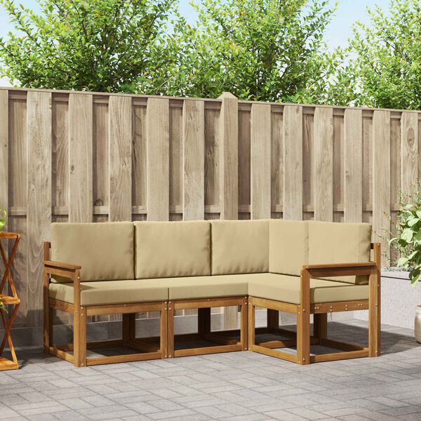 vidaXL Ensemble de canap&eacute;s d'ext&eacute;rieur 4 pcs Naturel et Beige