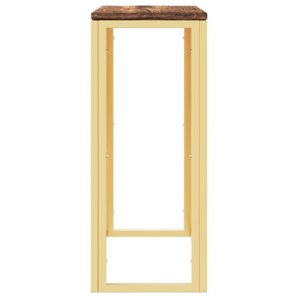 vidaXL Table console doré acier inoxydable et bois massif récupération