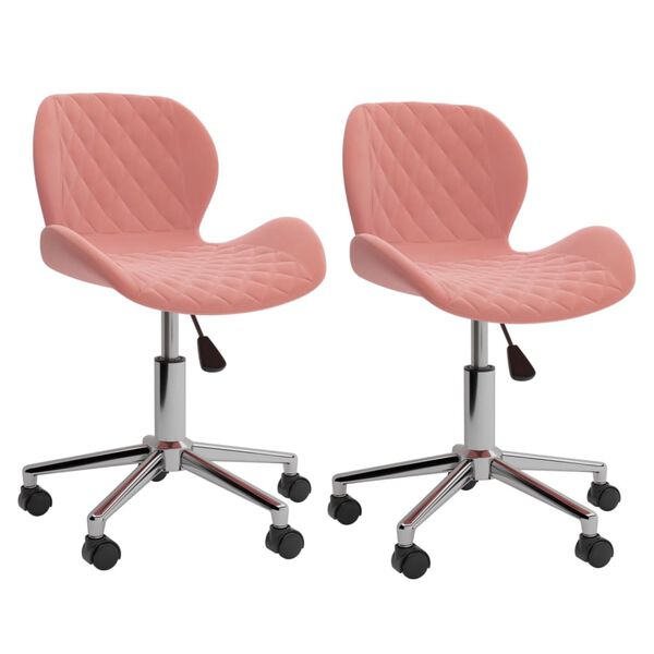 vidaXL Chaises pivotantes &agrave; manger lot de 2 Rose Velours