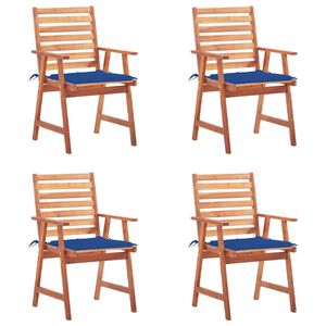vidaXL Chaises &agrave; manger d'ext&eacute;rieur lot de 4 et coussins Acacia massif