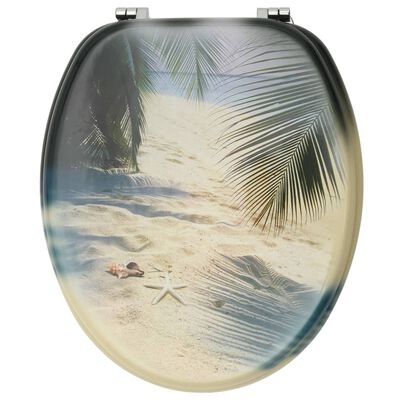 vidaXL Sièges de toilette avec couvercle 2 pcs MDF Design de plage